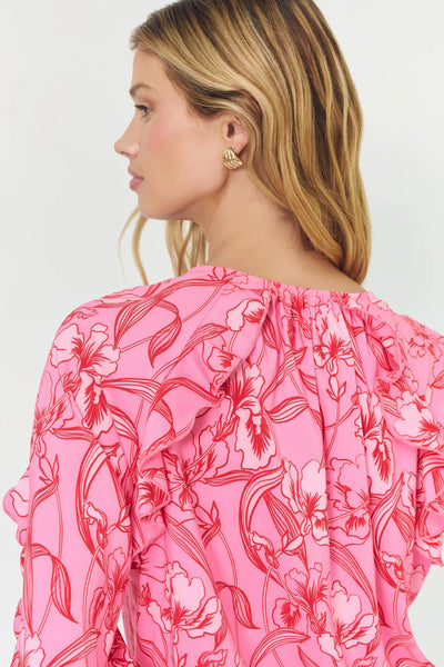 Marston Top - Pink/Red Organic Vining Orchids