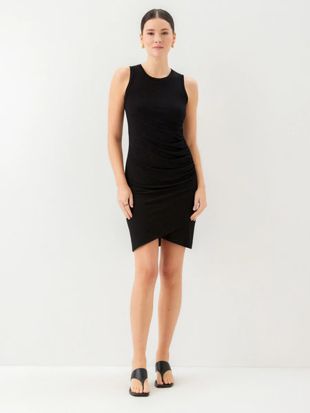 Side Shirred Tank Dress - Black