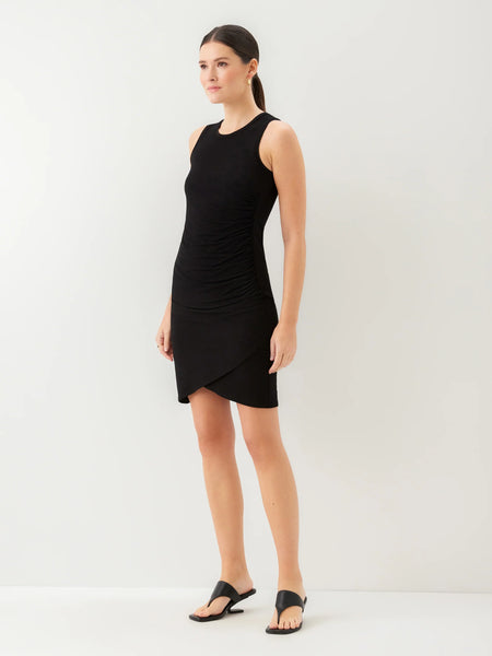 Side Shirred Tank Dress - Black