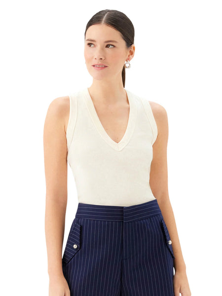 Doreen V-Neck Tank - Cream
