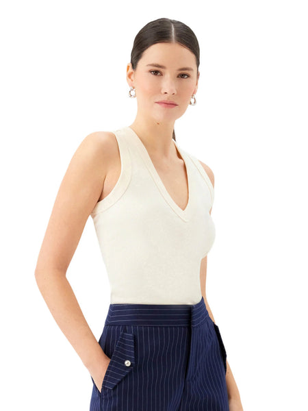 Doreen V-Neck Tank - Cream