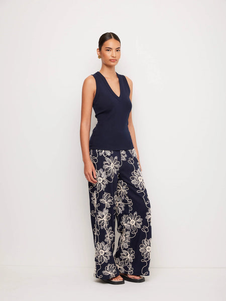 Doreen V-Neck Tank - Navy