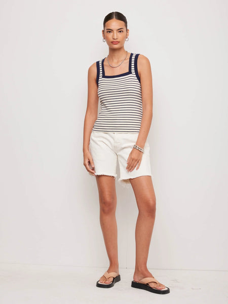 Mindy Contrast Tank - Cream/Navy