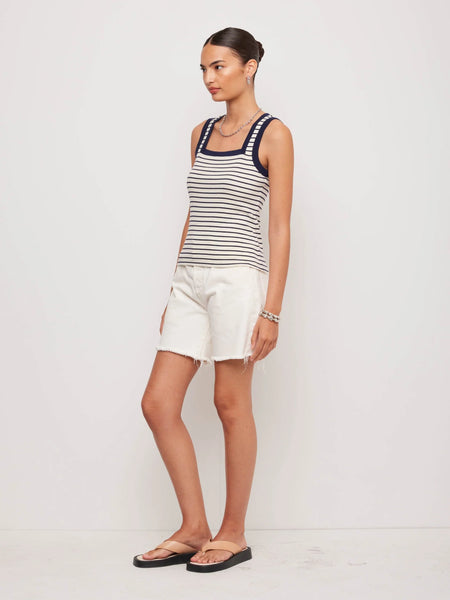 Mindy Contrast Tank - Cream/Navy