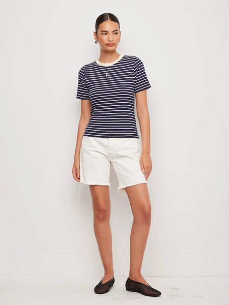 Mandy Contrast Top - Navy/Cream