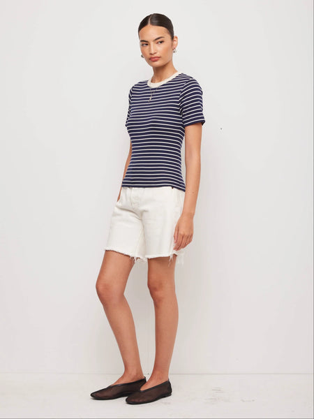 Mandy Contrast Top - Navy/Cream
