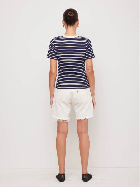 Mandy Contrast Top - Navy/Cream