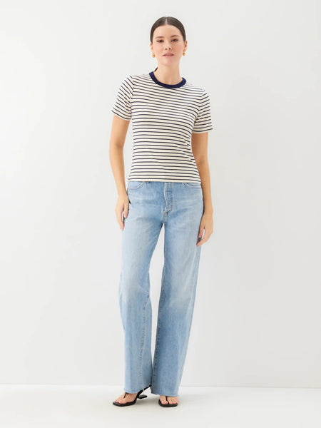 Mandy Contrast Top - Cream/Navy