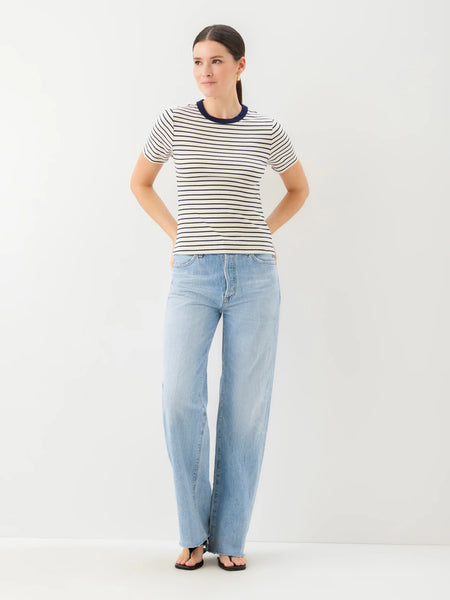 Mandy Contrast Top - Cream/Navy