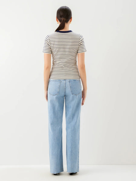 Mandy Contrast Top - Cream/Navy