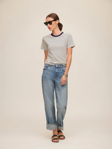 Mandy Contrast Top - Cream/Navy