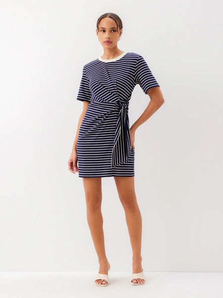 Darla Side Knot Dress - Navy/Cream