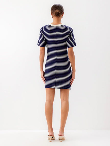 Darla Side Knot Dress - Navy/Cream
