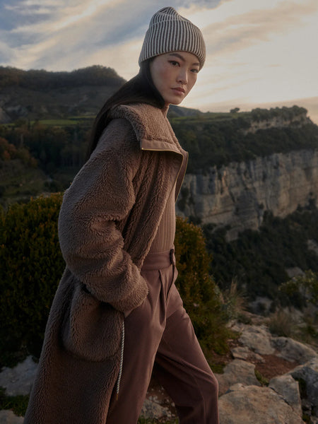 Logan Sherpa Coat - Ash Taupe