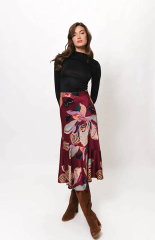 Palo Midi Skirt - Plum Jungle Floral