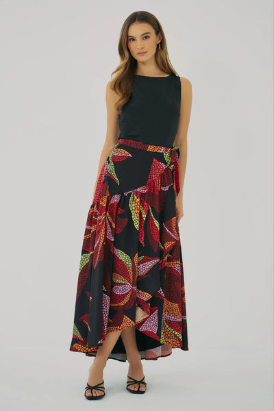 Vicky Skirt - Black/Multi Mosaic Tropical