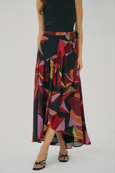 Vicky Skirt - Black/Multi Mosaic Tropical
