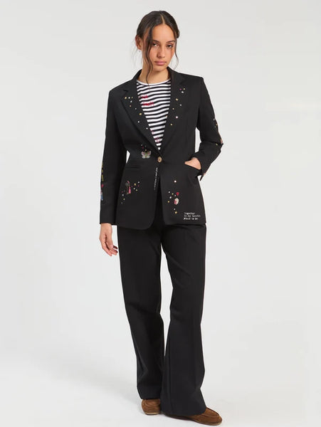 Embroidered Cupid Jacket - Black