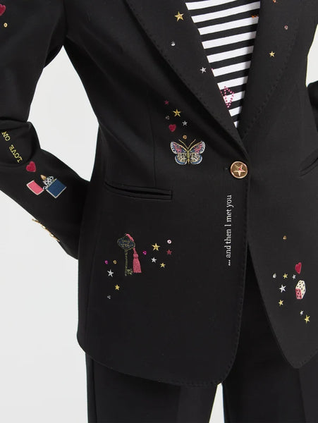 Embroidered Cupid Jacket - Black