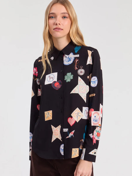 Gaby Blouse - Love Print Black