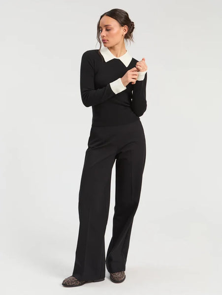 Raw Ribbed Jersey Shirt Collar - Blk & Ecru