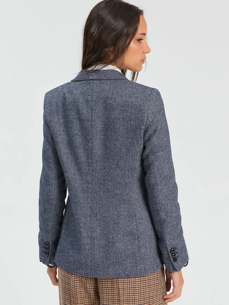Embroidered Badges Jacket - Blue Wool