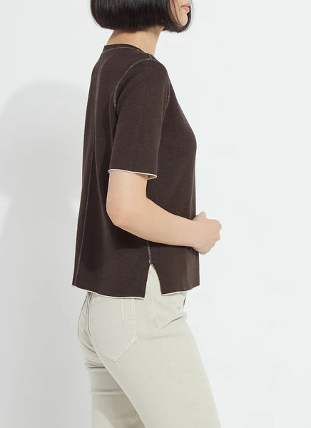 Odessa Reversible Knit Tee - Taupe/Espresso