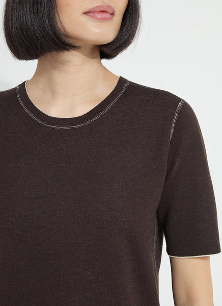 Odessa Reversible Knit Tee - Taupe/Espresso