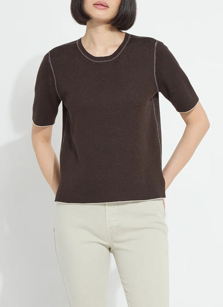 Odessa Reversible Knit Tee - Taupe/Espresso