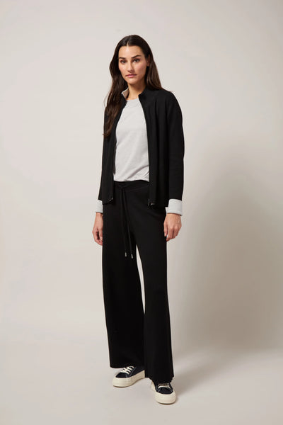 Reversible Cashmere Zip Up Cardigan - Black/Pearl Grey Melange