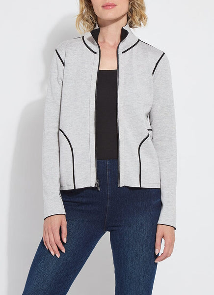 Reversible Cashmere Zip Up Cardigan - Black/Pearl Grey Melange