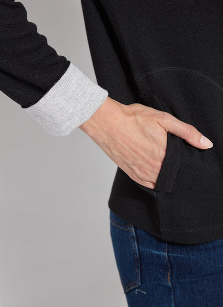 Reversible Cashmere Zip Up Cardigan - Black/Pearl Grey Melange