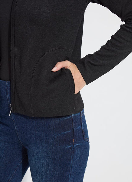 Reversible Cashmere Zip Up Cardigan - Black/Pearl Grey Melange