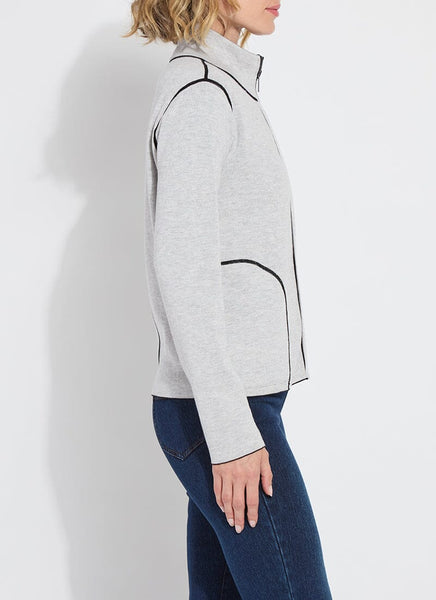 Reversible Cashmere Zip Up Cardigan - Black/Pearl Grey Melange