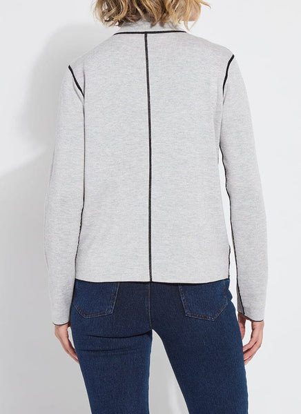 Reversible Cashmere Zip Up Cardigan - Black/Pearl Grey Melange