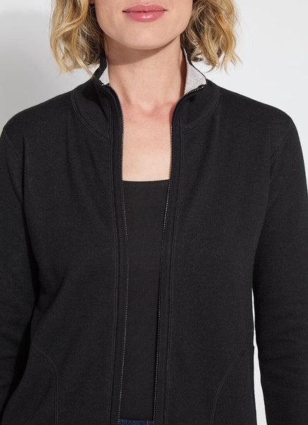 Reversible Cashmere Zip Up Cardigan - Black/Pearl Grey Melange