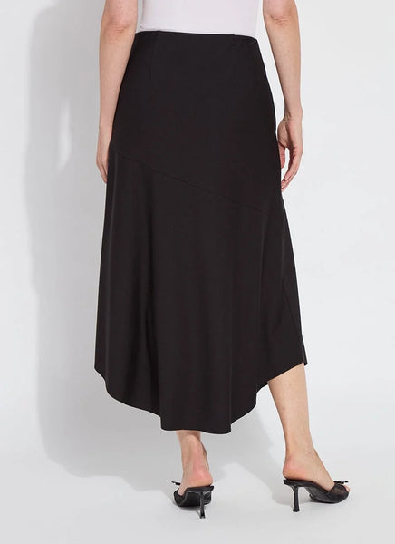 Drapey Ponte A-Line Midi Skirt - Black