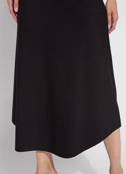 Drapey Ponte A-Line Midi Skirt - Black