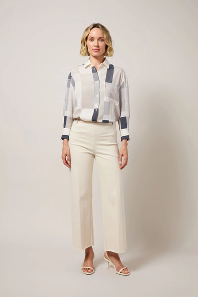 Jessica 3/4 Sleeve Cropped Shirt - Oslo Stripe