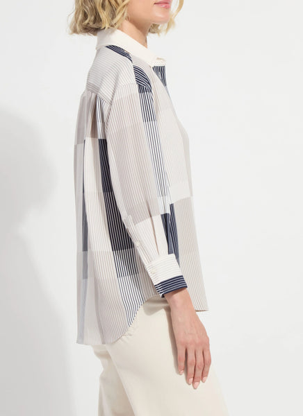Jessica 3/4 Sleeve Cropped Shirt - Oslo Stripe