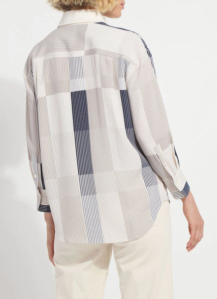 Jessica 3/4 Sleeve Cropped Shirt - Oslo Stripe