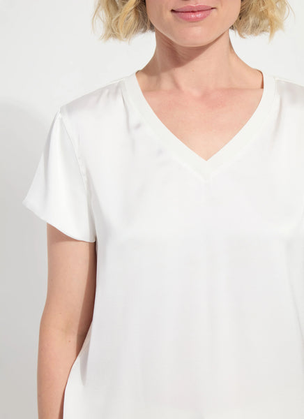 Saori V-Neck Mix Media Top - Off White