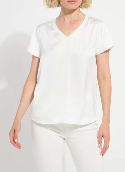 Saori V-Neck Mix Media Top - Off White