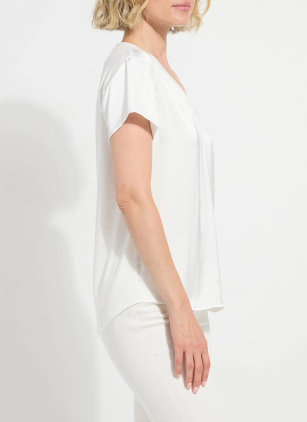 Saori V-Neck Mix Media Top - Off White