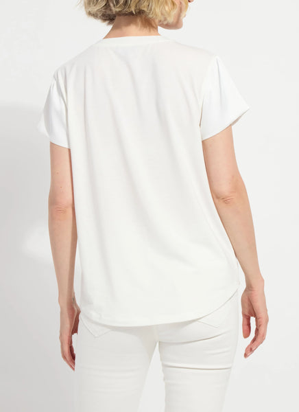 Saori V-Neck Mix Media Top - Off White