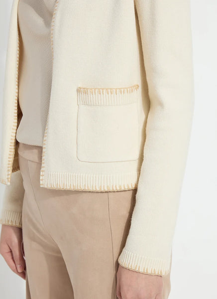 Sherry Cozy Blanket Stitch Cardigan - Buttercream