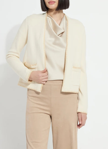 Sherry Cozy Blanket Stitch Cardigan - Buttercream