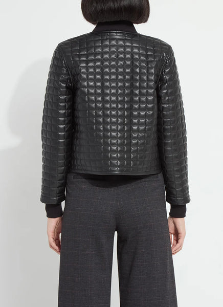 Agnes Quilted Vegan Leather Jacket - Black