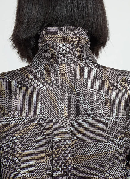 Maxine Convertible Tie Satin Shirt - Textural Beat
