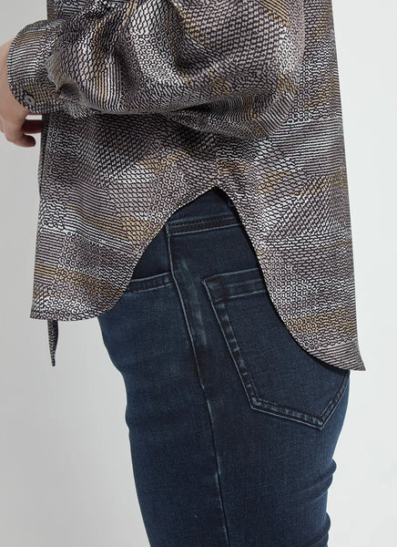 Maxine Convertible Tie Satin Shirt - Textural Beat